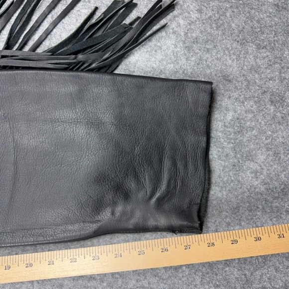 VTG Harley Davidson Leather Pants Womens 16 Black Motorcycle Biker Fringe 80s - Picture 12 of 14